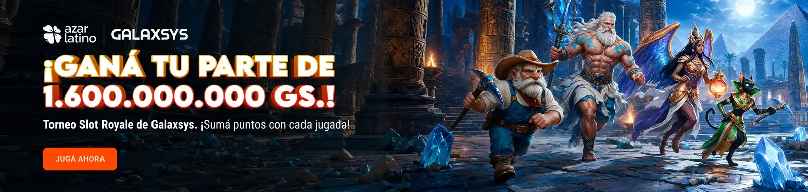 Banner del Torneo Slot Royale de Galaxsys en azar latino